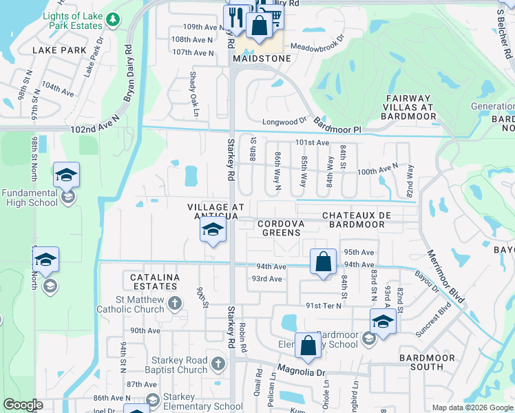 map of restaurants, bars, coffee shops, grocery stores, and more near 9771 Taylor Rose Lane in Largo