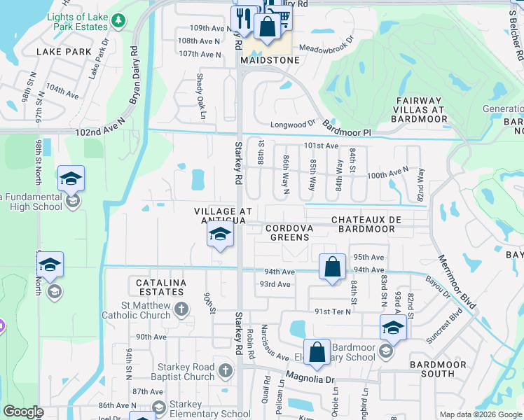 map of restaurants, bars, coffee shops, grocery stores, and more near 9771 Taylor Rose Lane in Largo