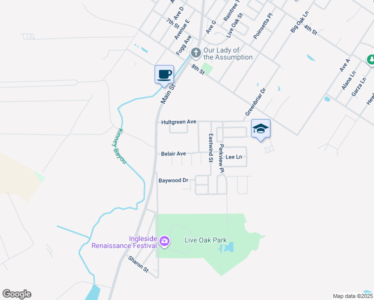 map of restaurants, bars, coffee shops, grocery stores, and more near 2308 Belair Avenue in Ingleside