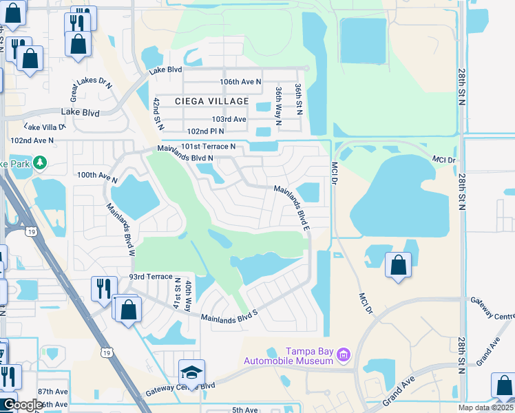 map of restaurants, bars, coffee shops, grocery stores, and more near 3720 98th Avenue North in Pinellas Park