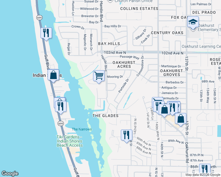 map of restaurants, bars, coffee shops, grocery stores, and more near 14529 Anchorage Circle in Seminole