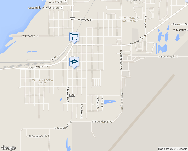 map of restaurants, bars, coffee shops, grocery stores, and more near 7215 South Shamrock Road in Tampa
