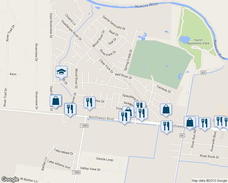 map of restaurants, bars, coffee shops, grocery stores, and more near 4042 Puget Sound Drive in Corpus Christi