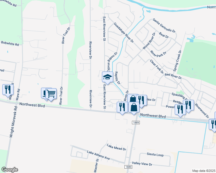 map of restaurants, bars, coffee shops, grocery stores, and more near 15118 Dry Creek Drive in Corpus Christi