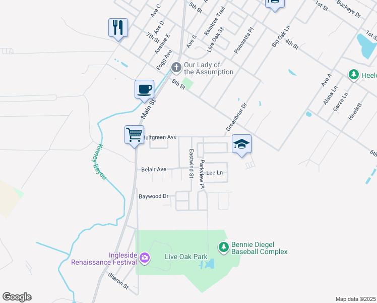 map of restaurants, bars, coffee shops, grocery stores, and more near 2189 Eastwind Street in Ingleside