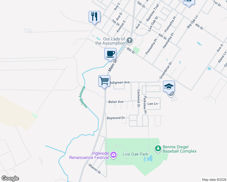 map of restaurants, bars, coffee shops, grocery stores, and more near 2284 Hillcrest in Ingleside