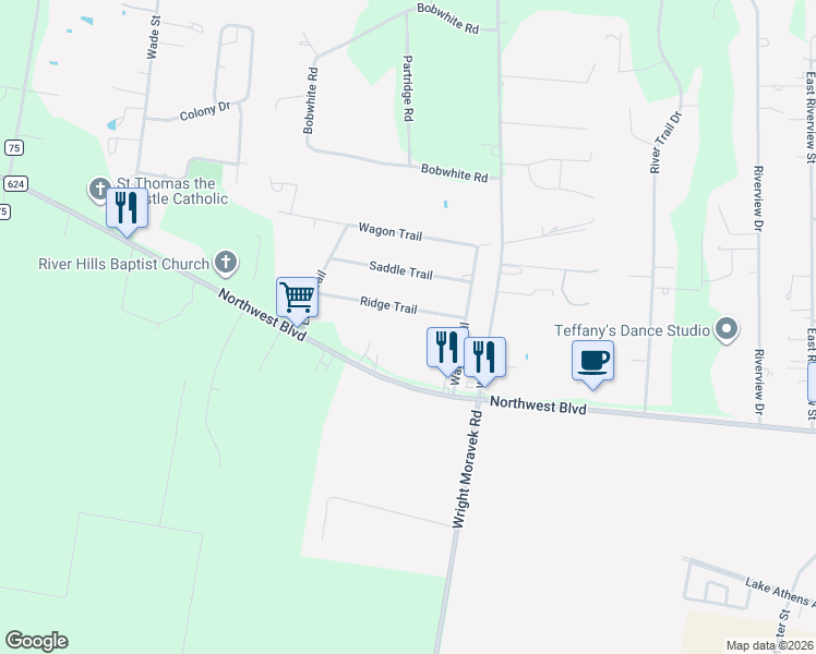 map of restaurants, bars, coffee shops, grocery stores, and more near 4005 Ridge Trail in Robstown