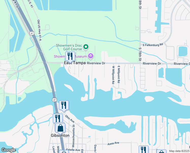 map of restaurants, bars, coffee shops, grocery stores, and more near 8820 Oak Street in Riverview