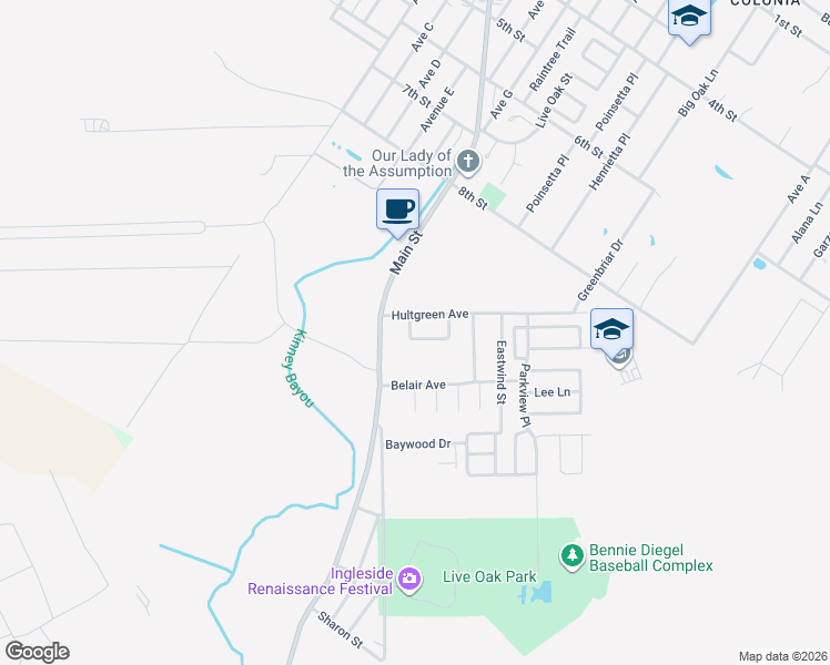 map of restaurants, bars, coffee shops, grocery stores, and more near 2284 Hillcrest in Ingleside