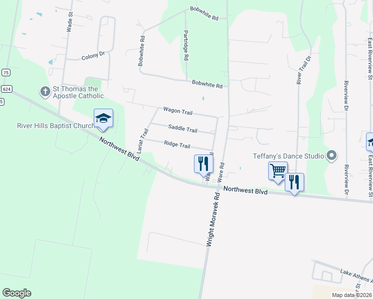 map of restaurants, bars, coffee shops, grocery stores, and more near 4005 Ridge Trail in Robstown