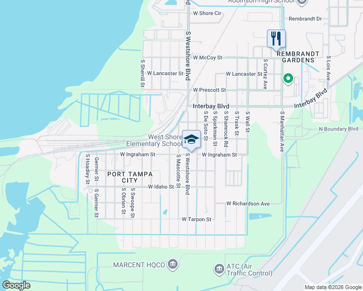 map of restaurants, bars, coffee shops, grocery stores, and more near 7115 County Road 587 in Tampa