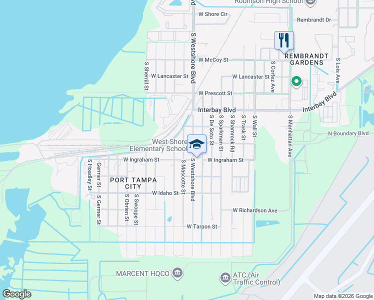 map of restaurants, bars, coffee shops, grocery stores, and more near 7115 County Road 587 in Tampa