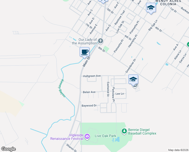 map of restaurants, bars, coffee shops, grocery stores, and more near 2265 Hillcrest in Ingleside