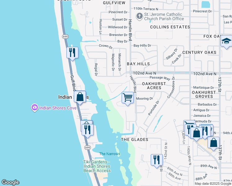 map of restaurants, bars, coffee shops, grocery stores, and more near 14873 Seminole Trail in Seminole