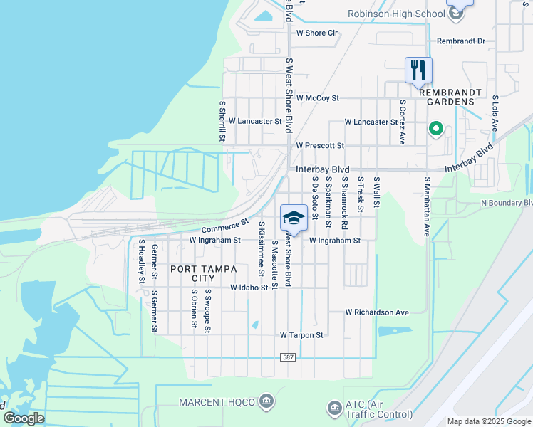 map of restaurants, bars, coffee shops, grocery stores, and more near 7002 South Kissimmee Street in Tampa