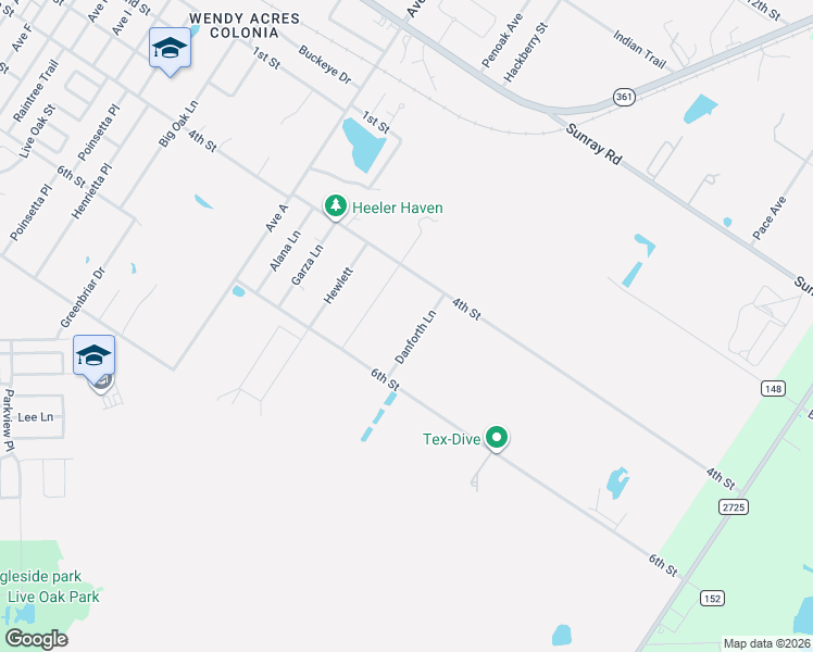map of restaurants, bars, coffee shops, grocery stores, and more near 2597 Danforth Lane in Ingleside