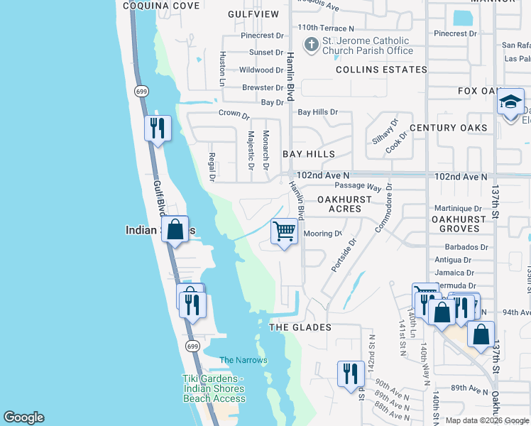 map of restaurants, bars, coffee shops, grocery stores, and more near 14873 Seminole Trail in Seminole
