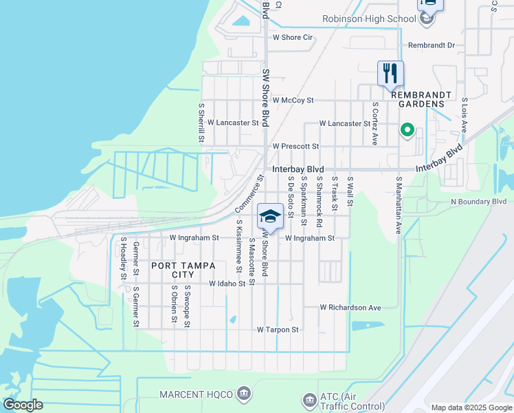 map of restaurants, bars, coffee shops, grocery stores, and more near 7013 County Road 587 in Tampa