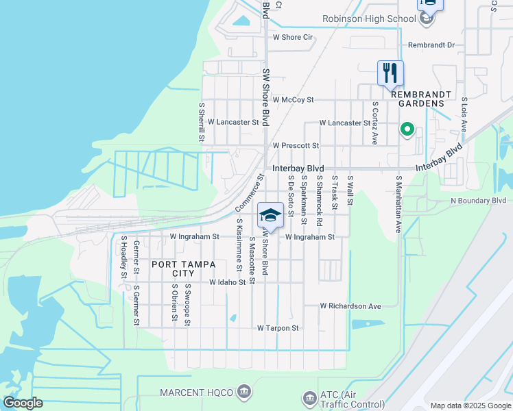 map of restaurants, bars, coffee shops, grocery stores, and more near 7013 County Road 587 in Tampa