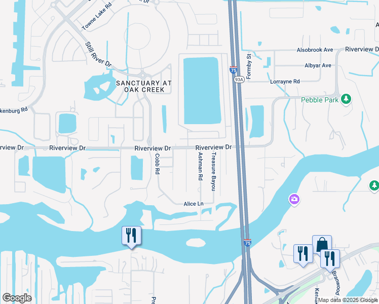 map of restaurants, bars, coffee shops, grocery stores, and more near 8802 Dyer Road in Riverview