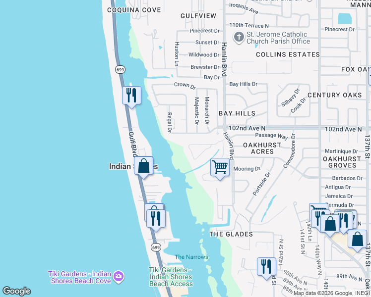map of restaurants, bars, coffee shops, grocery stores, and more near 14783 Seminole Trail in Seminole