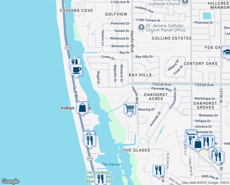 map of restaurants, bars, coffee shops, grocery stores, and more near 14783 Seminole Trail in Seminole