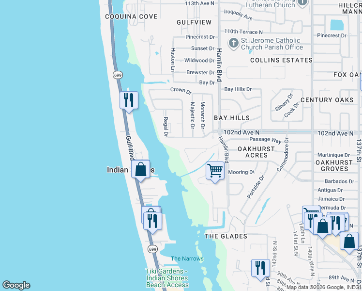 map of restaurants, bars, coffee shops, grocery stores, and more near 14783 Seminole Trail in Seminole