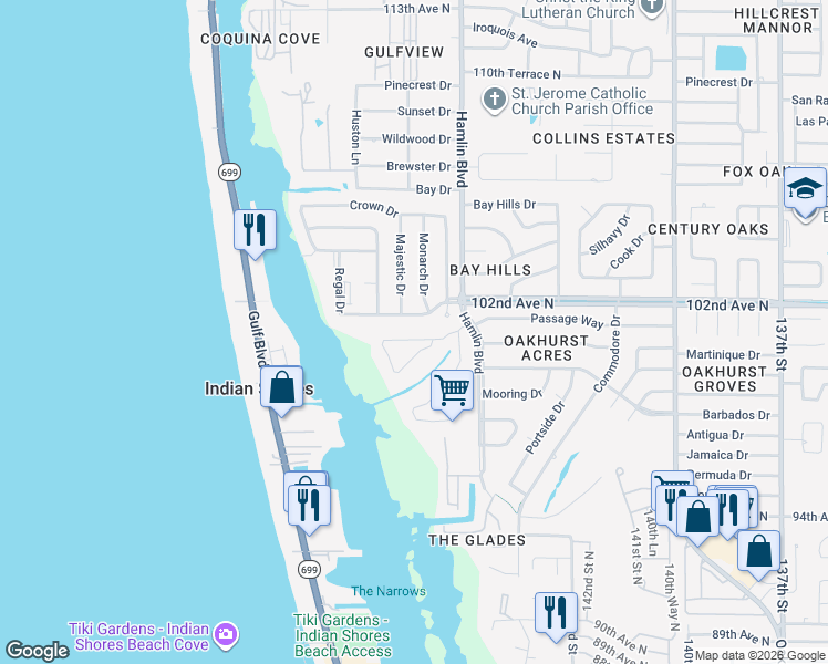 map of restaurants, bars, coffee shops, grocery stores, and more near 14873 Seminole Trail in Seminole