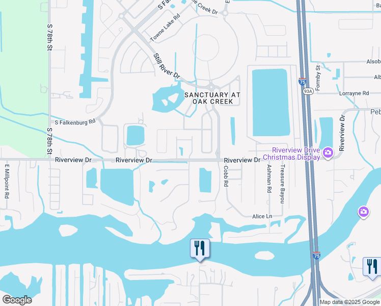 map of restaurants, bars, coffee shops, grocery stores, and more near 8683 Holly Grove Court in Riverview