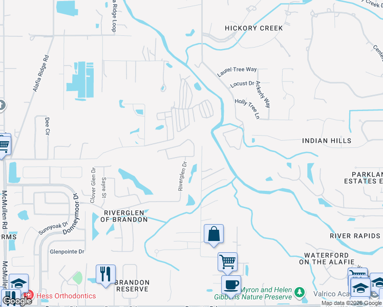map of restaurants, bars, coffee shops, grocery stores, and more near 12537 River Birch Drive in Riverview