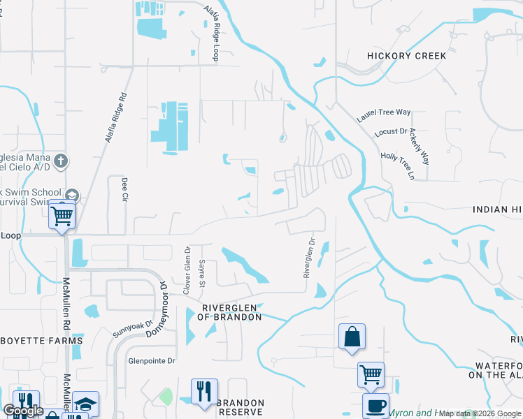 map of restaurants, bars, coffee shops, grocery stores, and more near 8604 Tidal Breeze Drive in Riverview