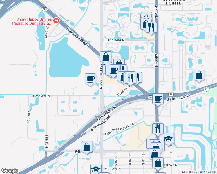 map of restaurants, bars, coffee shops, grocery stores, and more near 871 Ibis Walk Place North in St. Petersburg