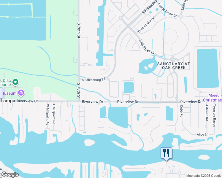 map of restaurants, bars, coffee shops, grocery stores, and more near 8420 Deer Chase Drive in Riverview