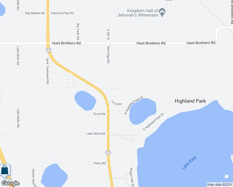 map of restaurants, bars, coffee shops, grocery stores, and more near La Casa Condos in Lake Wales