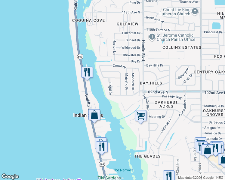 map of restaurants, bars, coffee shops, grocery stores, and more near 10215 Regal Drive in Largo