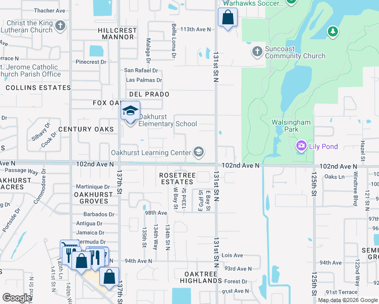 map of restaurants, bars, coffee shops, grocery stores, and more near 10317 Barry Drive in Largo