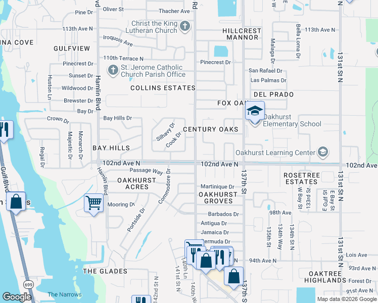 map of restaurants, bars, coffee shops, grocery stores, and more near 10349 Hetrick Circle South in Largo