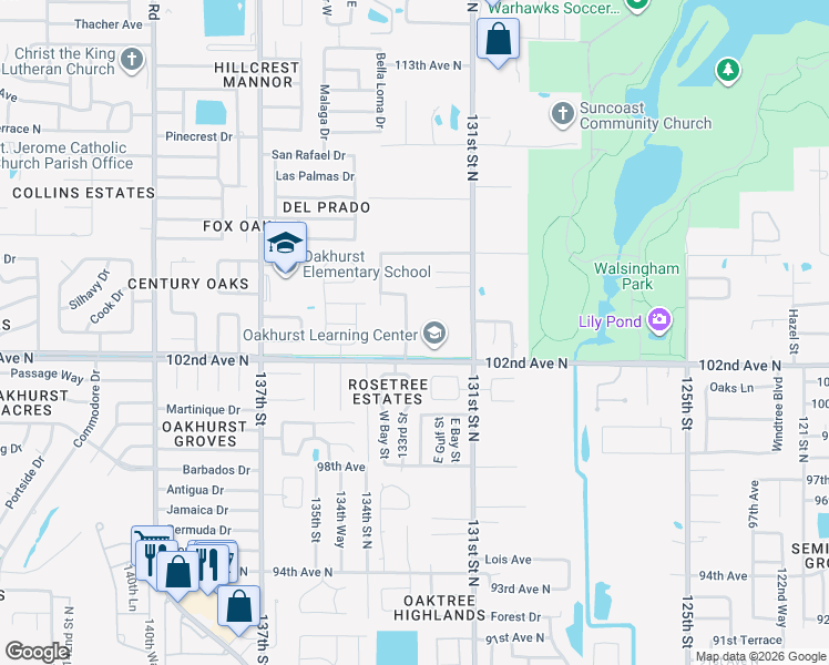 map of restaurants, bars, coffee shops, grocery stores, and more near 10317 Barry Drive in Largo