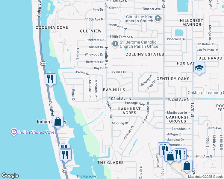map of restaurants, bars, coffee shops, grocery stores, and more near 14589 Tanglewood Drive in Largo