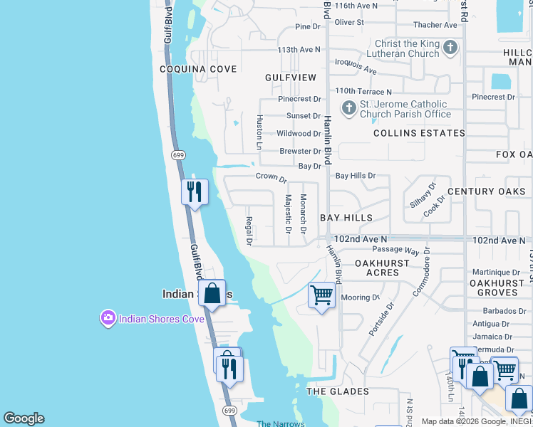 map of restaurants, bars, coffee shops, grocery stores, and more near 10351 Regal Drive in Largo