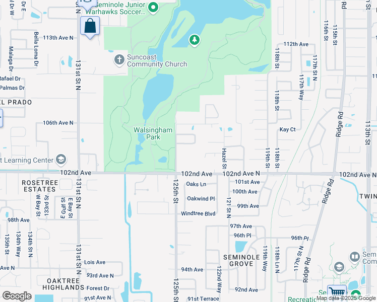 map of restaurants, bars, coffee shops, grocery stores, and more near 10377 125th Street in Largo