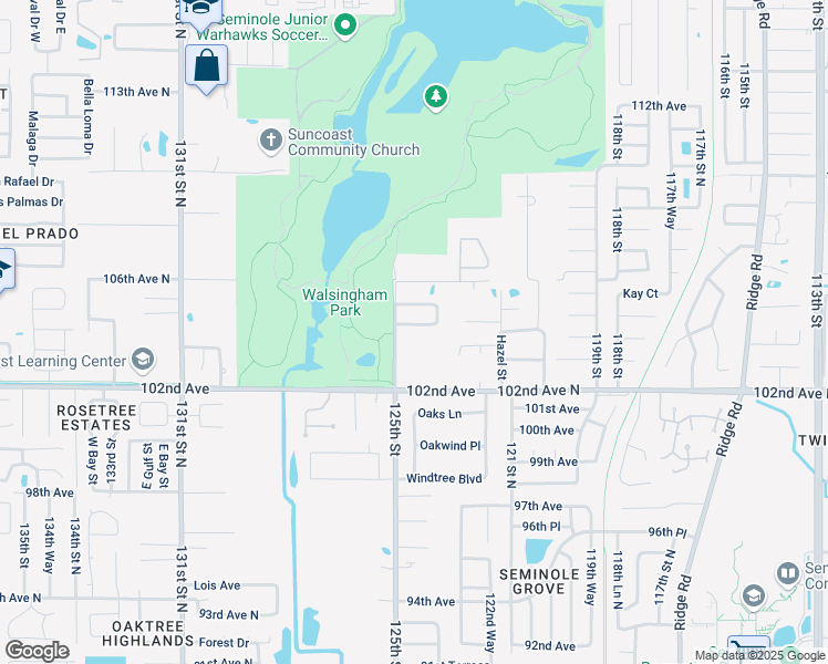 map of restaurants, bars, coffee shops, grocery stores, and more near 10377 125th Street in Largo