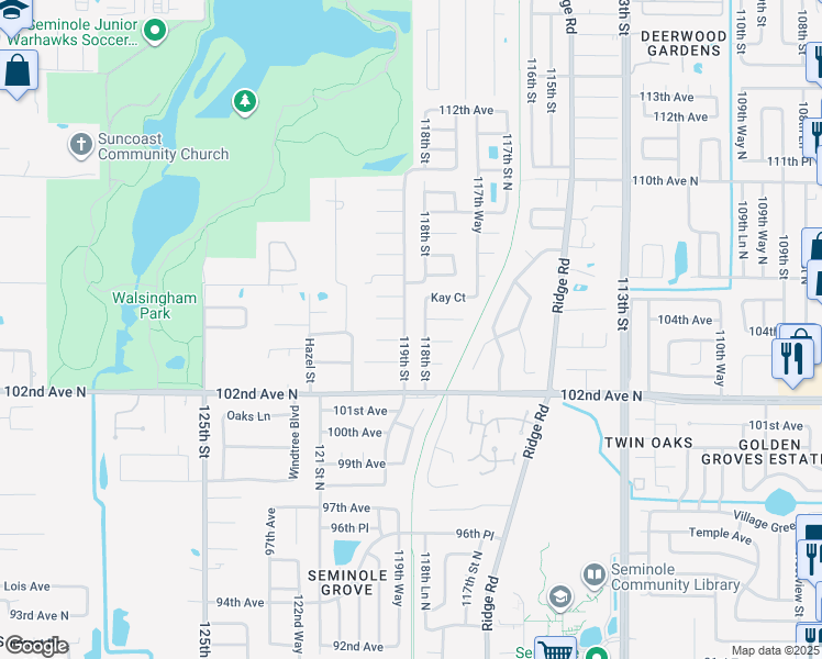 map of restaurants, bars, coffee shops, grocery stores, and more near 11796 Saree Court in Largo