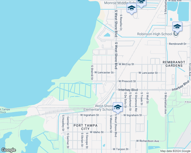 map of restaurants, bars, coffee shops, grocery stores, and more near 6802 South Juanita Street in Tampa