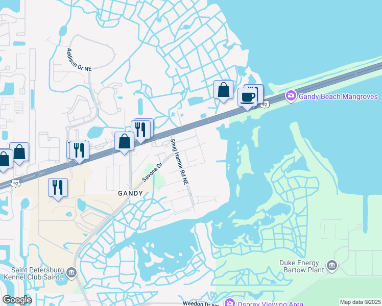 map of restaurants, bars, coffee shops, grocery stores, and more near 1401 Plaza Comercio Northeast in St. Petersburg