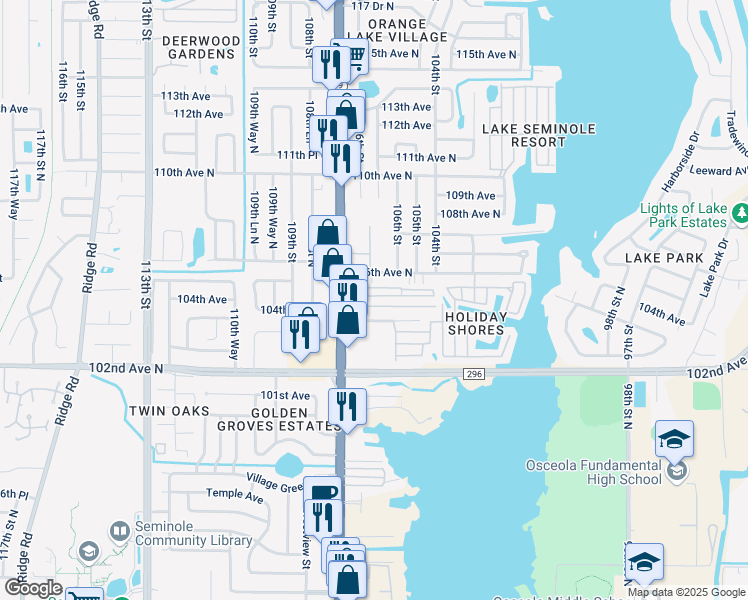 map of restaurants, bars, coffee shops, grocery stores, and more near 29 Tiffin Way in Largo