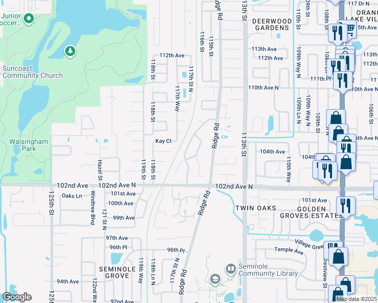 map of restaurants, bars, coffee shops, grocery stores, and more near 10218 Thurston Groves Boulevard in Largo