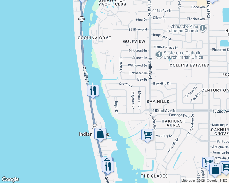 map of restaurants, bars, coffee shops, grocery stores, and more near 14921 Imperial Point Drive North in Largo