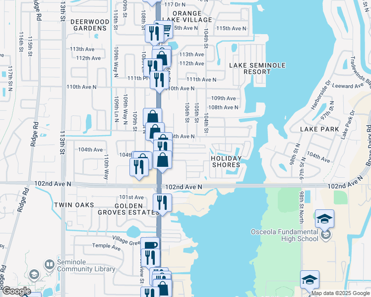 map of restaurants, bars, coffee shops, grocery stores, and more near 29 Tiffin Way in Largo