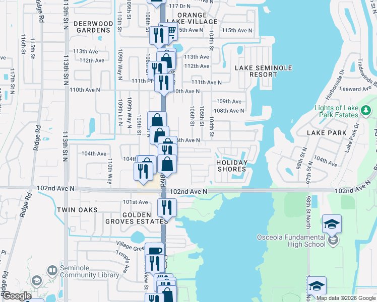 map of restaurants, bars, coffee shops, grocery stores, and more near 29 Tiffin Way in Largo